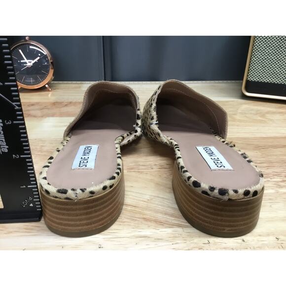 Steve Madden Cairo Mule Women's US 9 Beige Animal Print Cow Hair Block Heels - Picture 3 of 6